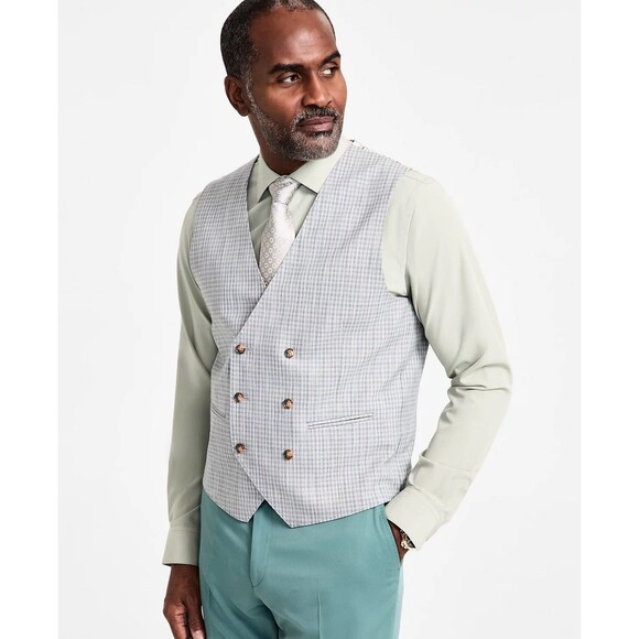 Tayion Other - $115 NEW TAYION BY MONTEE HOLLAND Mens Large Gray Double Breast Suit Jacket Vest